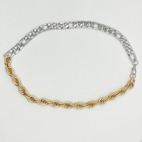 ASOS Men's Stainless Steel Chunk and Gold Rope 24" Chain - Picture 2 of 7